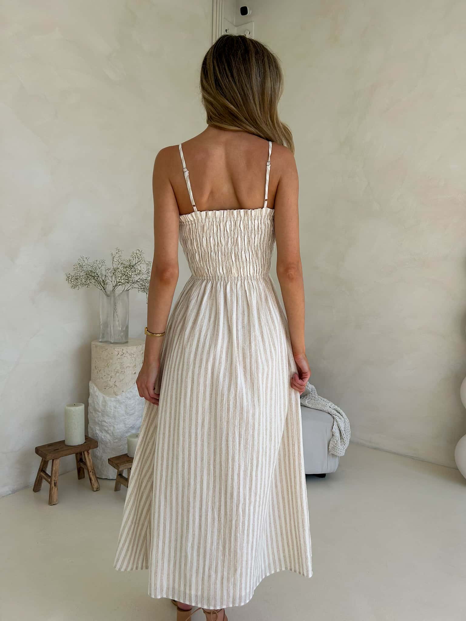 Palm Cove Dress - Beige & White Stripe - Image 2