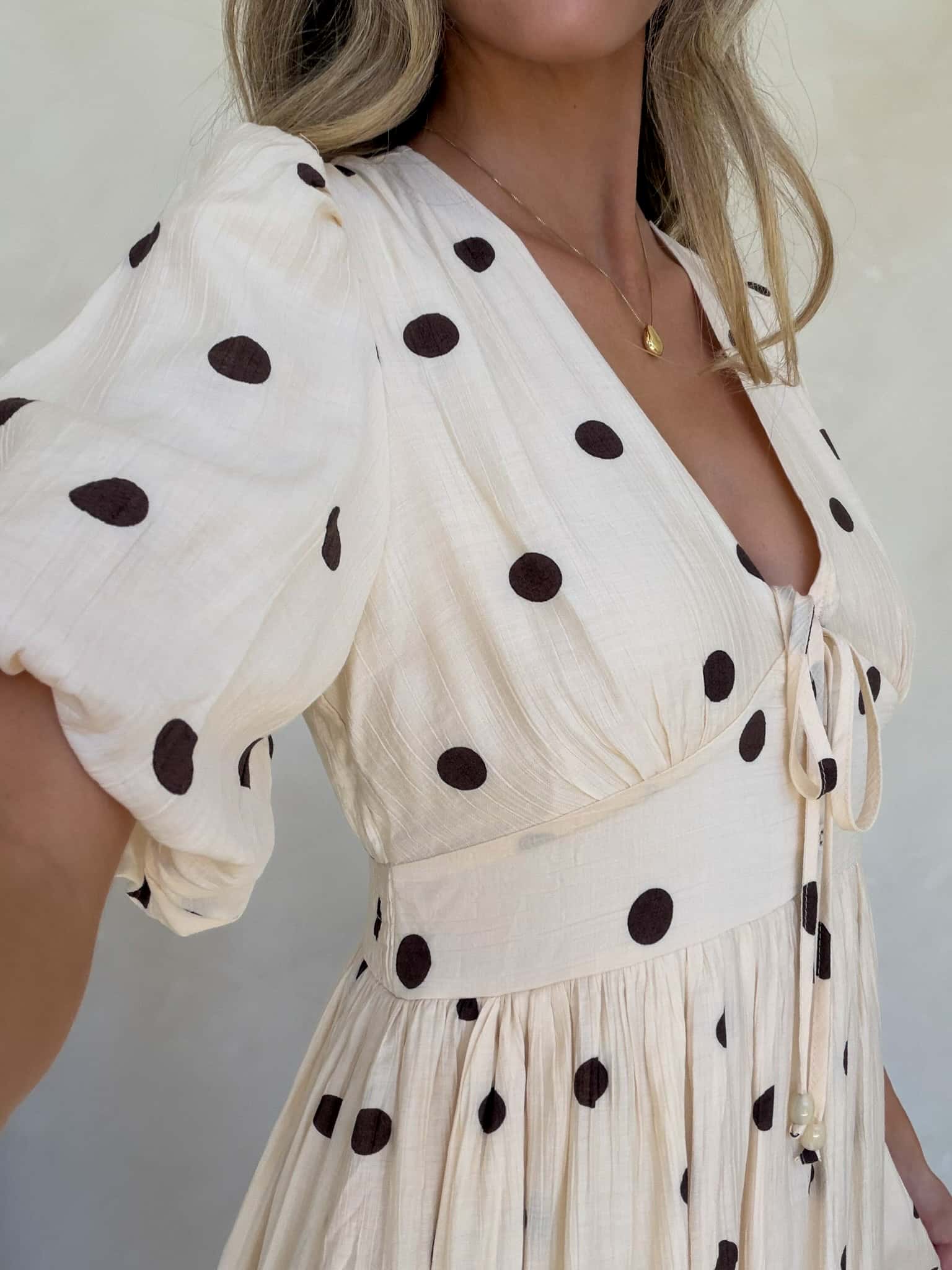 Bonnie Dress - Crème Cafe Polka Dot - Image 6