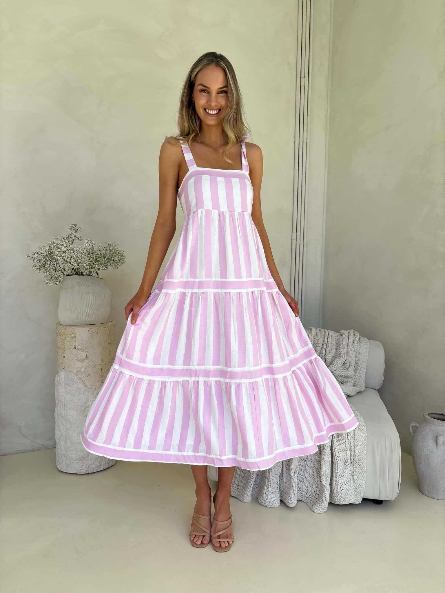 Cleo Maxi Dress - Light Orchid Stripe