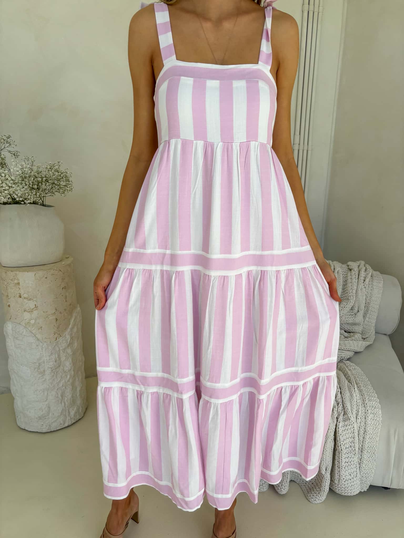 Cleo Maxi Dress - Light Orchid Stripe - Image 5