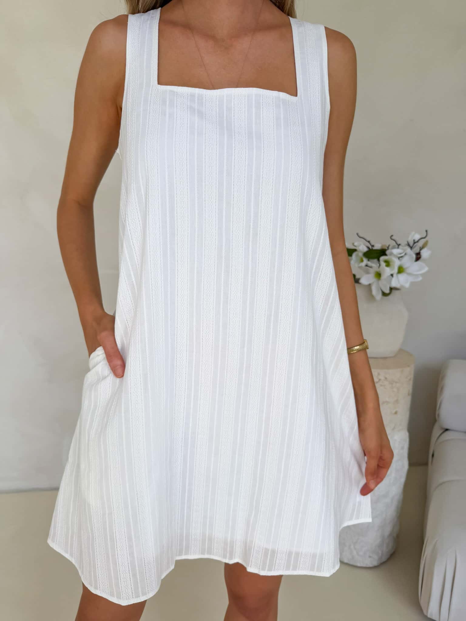 Frankie Dress - White Jacquard