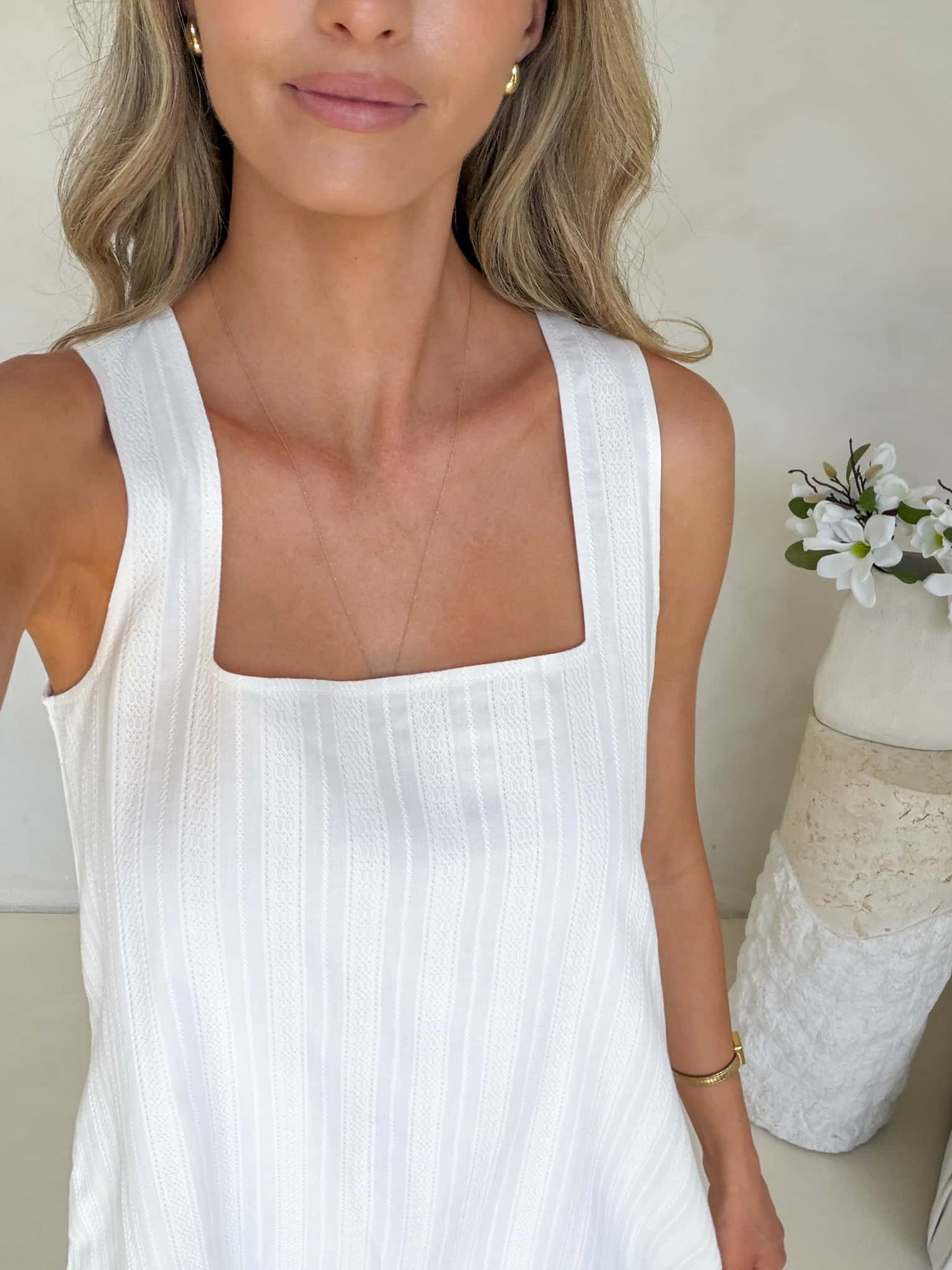Frankie Dress - White Jacquard - Image 3
