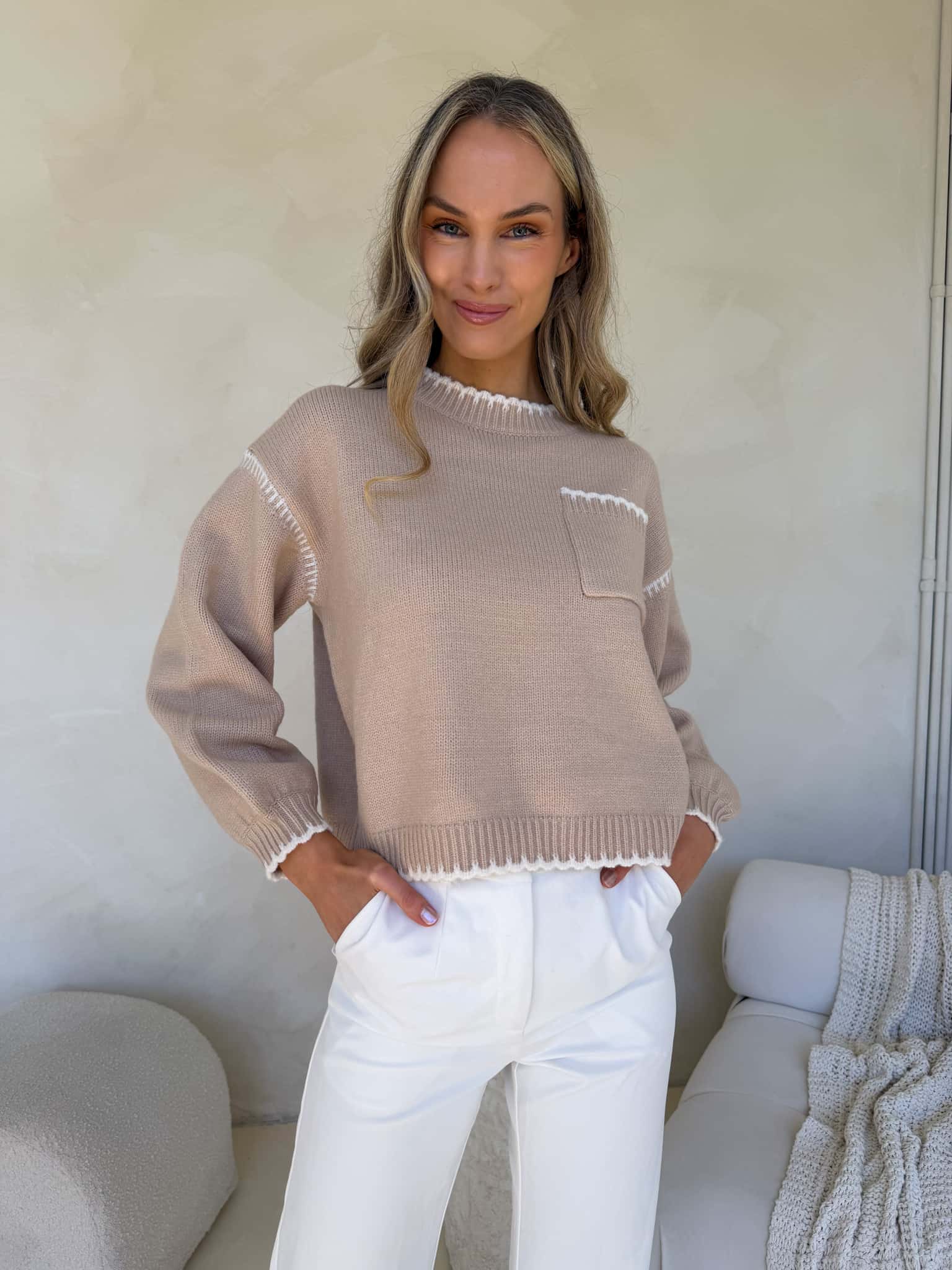 Gabrielle Knit - Beige - Image 4