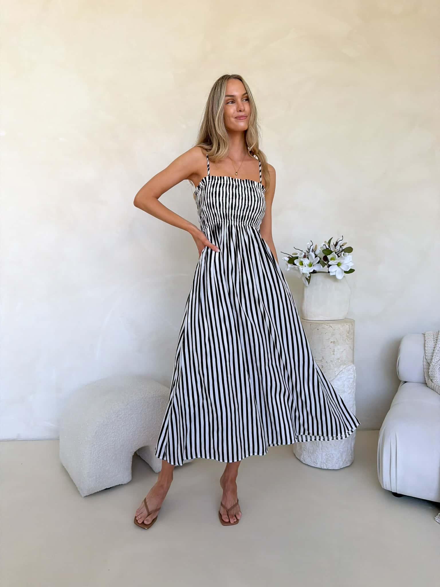 Palm Cove Dress - Black & White Stripe - Image 4
