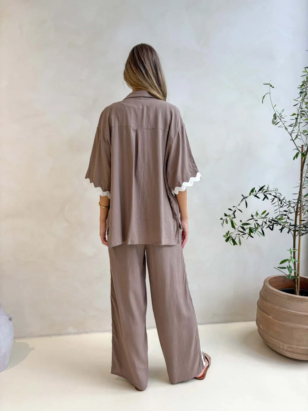 Tanah Ric Rac Top- Taupe - Image 3
