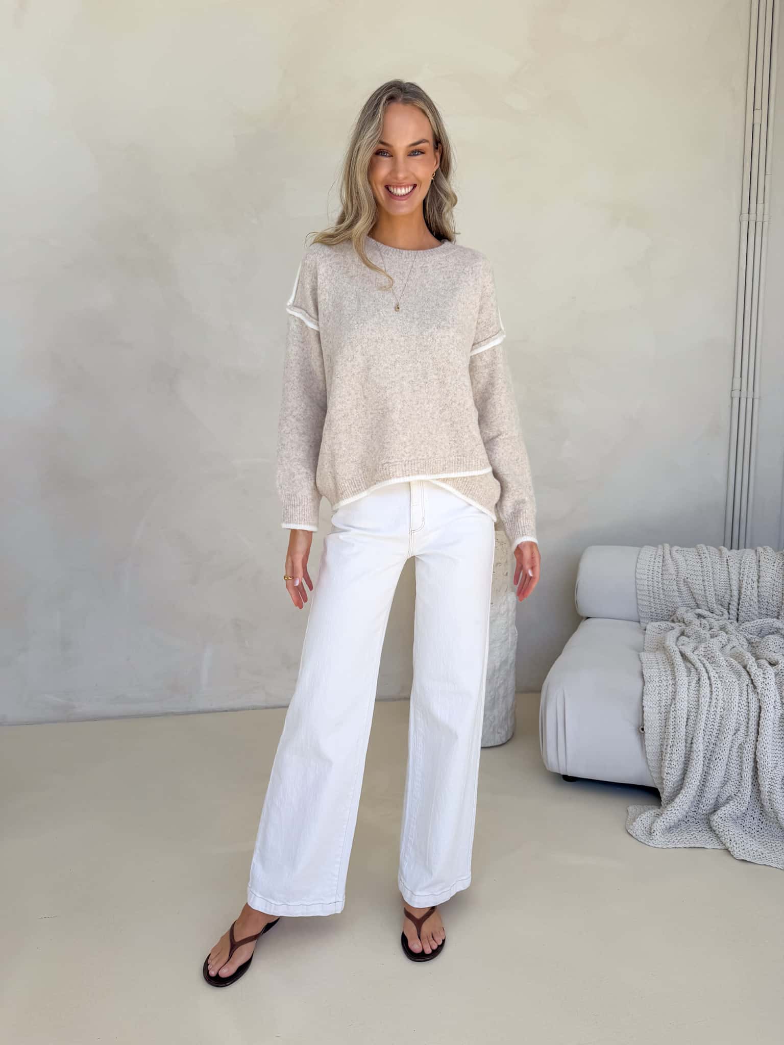 Pre- Order: Willa Knit - Cream Marle - Image 4
