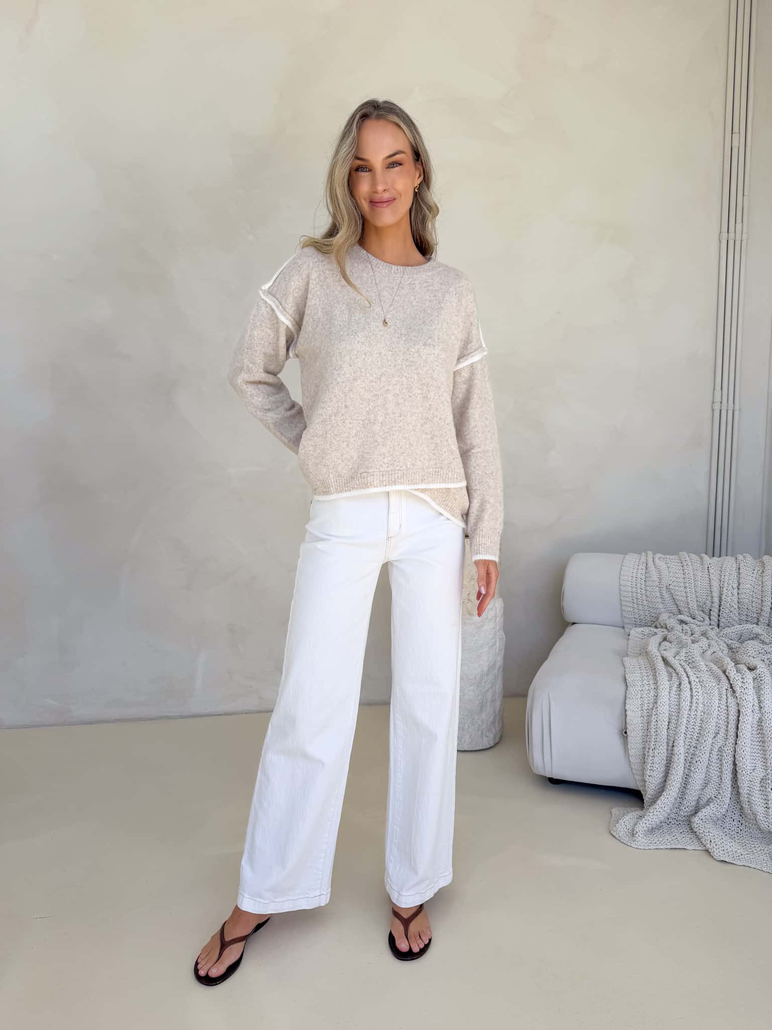 Pre- Order: Willa Knit - Cream Marle - Image 6
